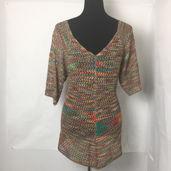 New Directions size large multicolored crochet top - Picture 2 of 3